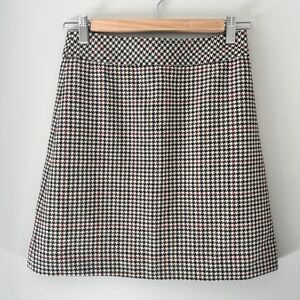J. Crew Black and White Houndstooth Mini Skirt